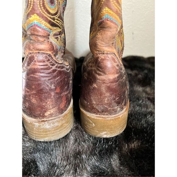 Double H Roper Work Cowboy Boots Leather Western Brown Square Toe Mens 11 11 D - Picture 8 of 12